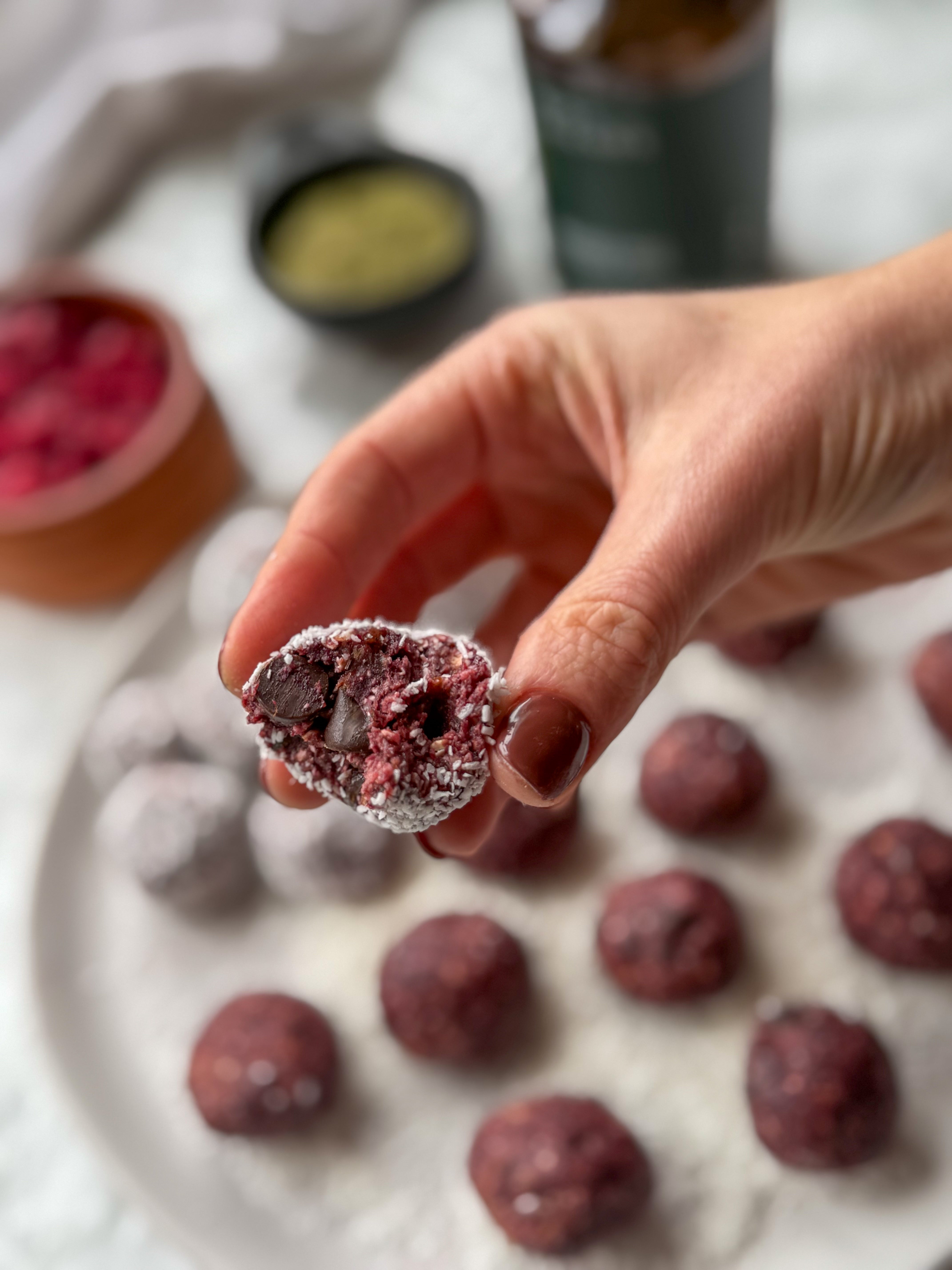 Fibre-Rich Pink Lamington Bliss Balls