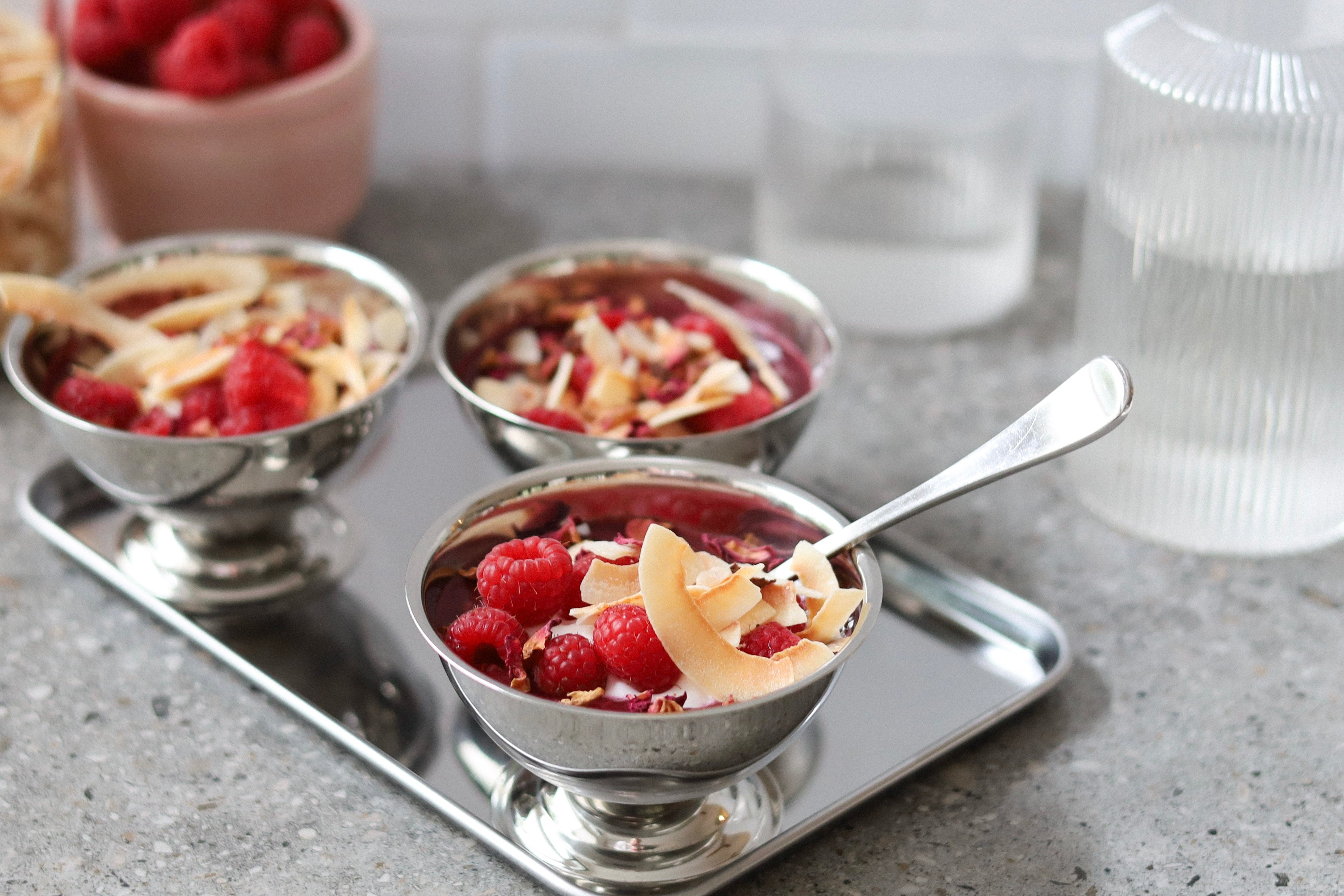 Mini Raspberry Coconut Chia Puddings
